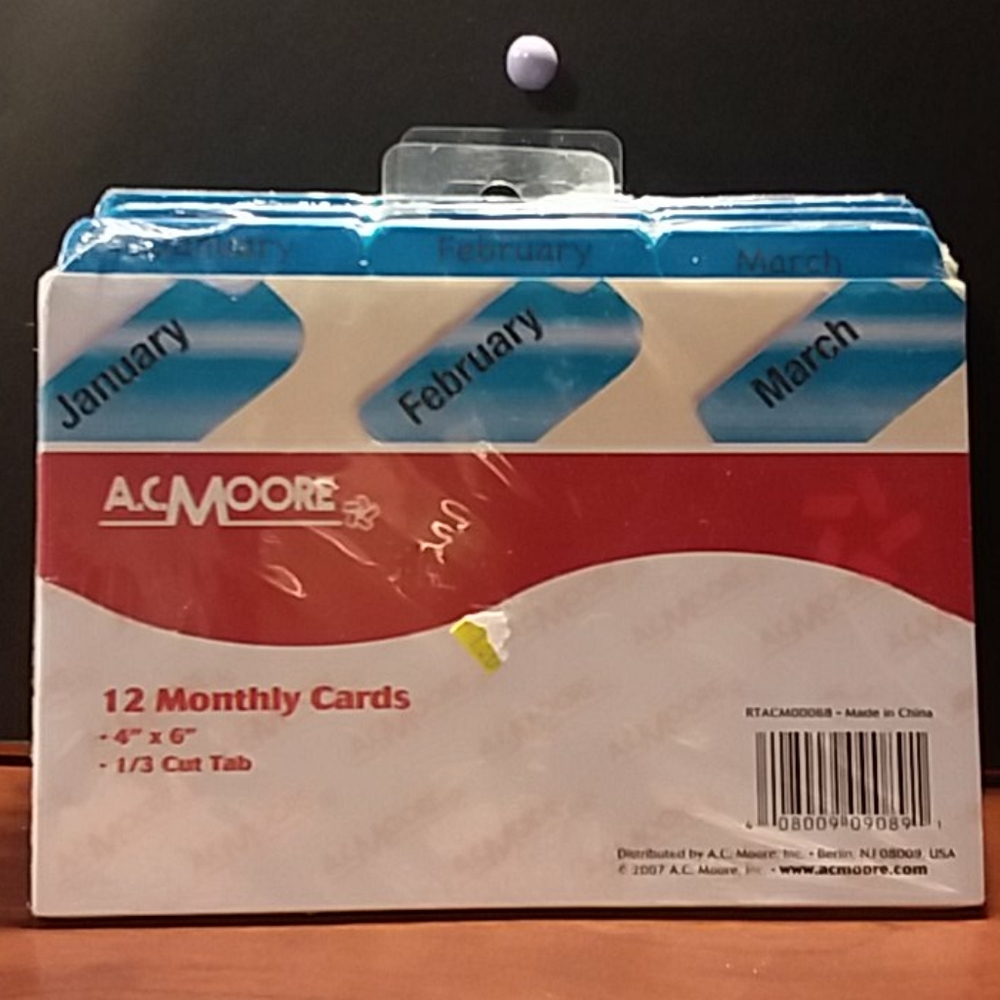 6 packs 12 monthly cards